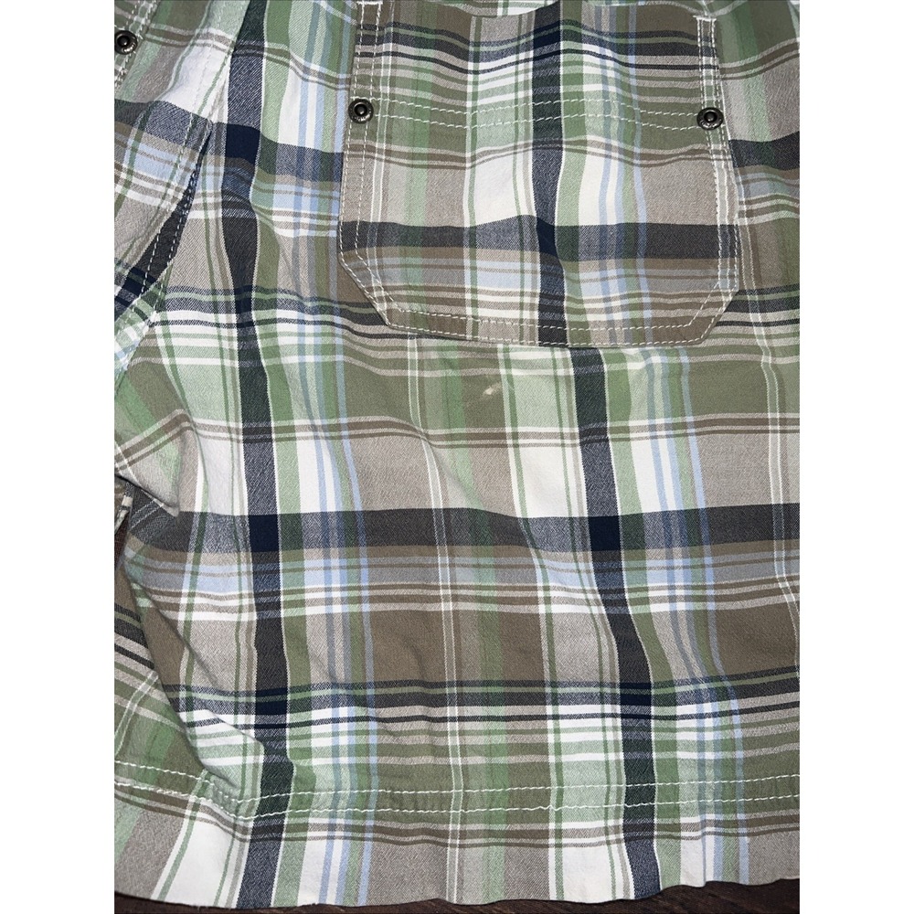 Faded Glory Stretch Y2K Womens Plaid Shorts Size 8 Green Blue - Picture 6 of 8